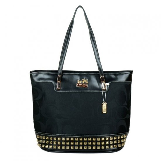 Coach Tanner Stud Medium Black Totes DKK | Women